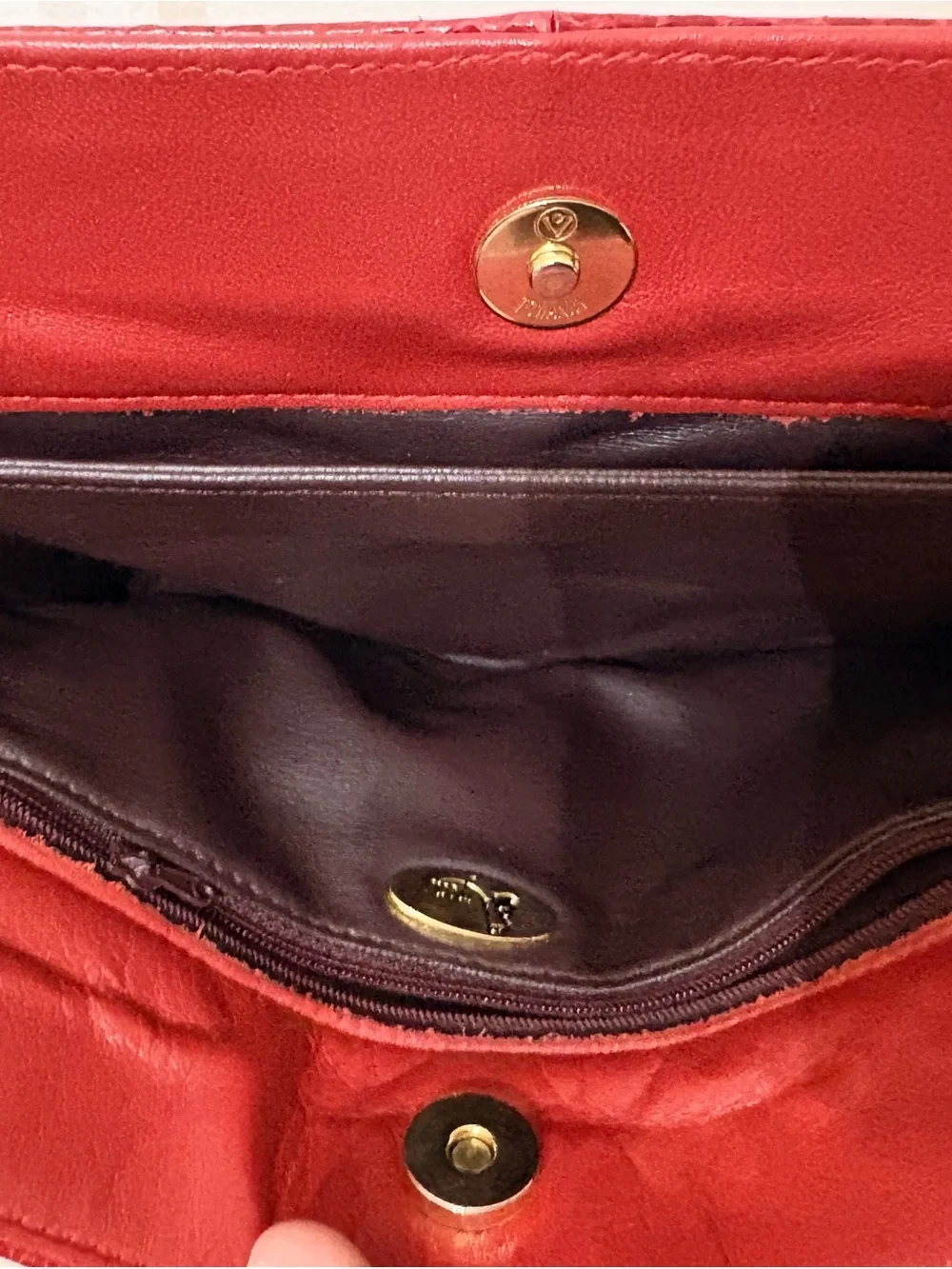 Compact Red Textured Crossbody Bag - Women's Shoulder Purse